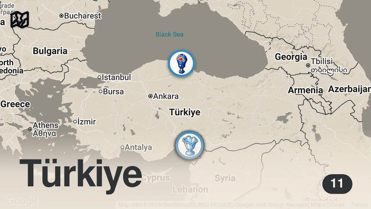 Map of 11 spots from CEYHAN’DA 1 GÜNDE NE YENİR!!!