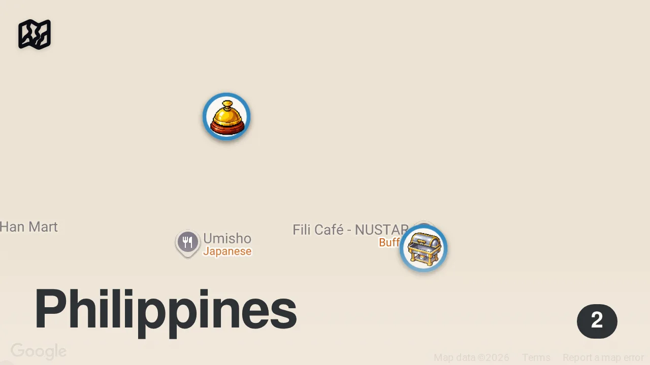 Map of 2 spots from Insane Filipino Buffet Deal: $43 for Endless Luxury 🇵🇭