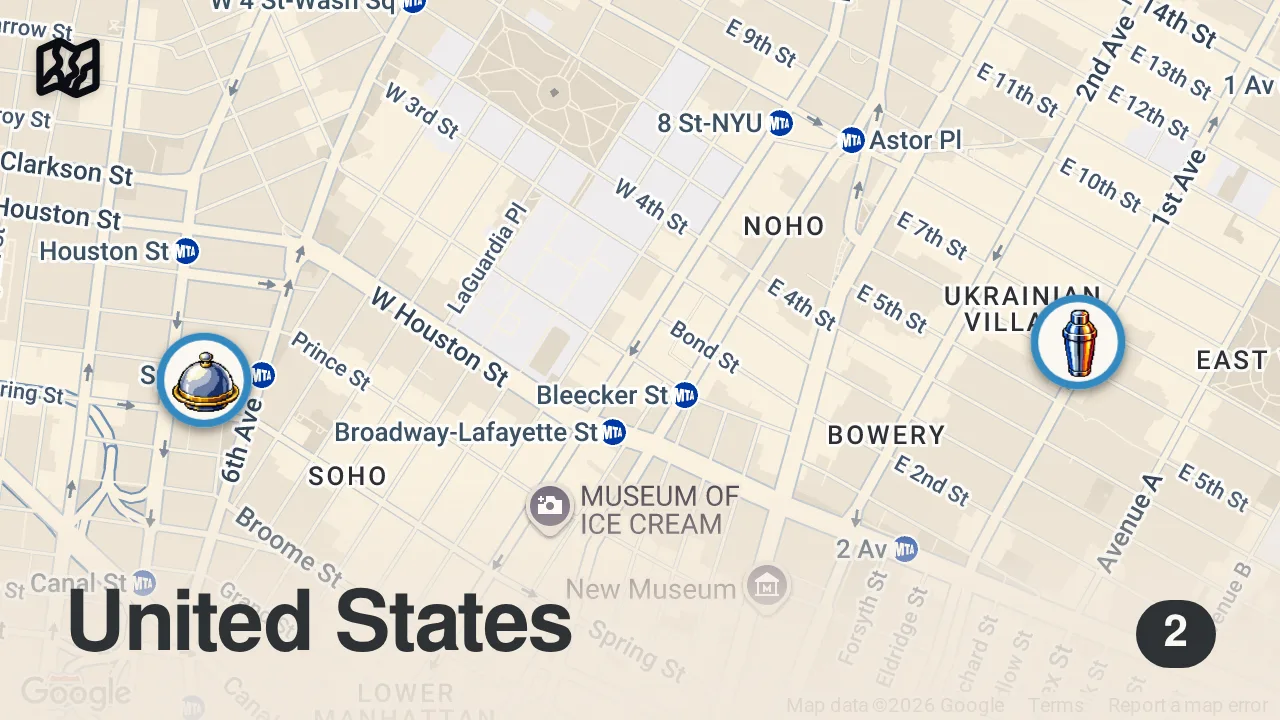 Map of 2 spots from Day 4 only eating at restaurants in New York City with NO LINES! #shorts