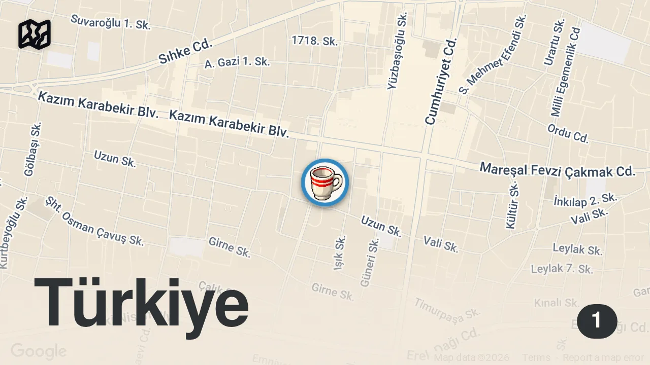 Map of 1 spot from BUNU YERSEN GÜN BOYU ACIKMAZSIN | VAN MATBAHI-VAN