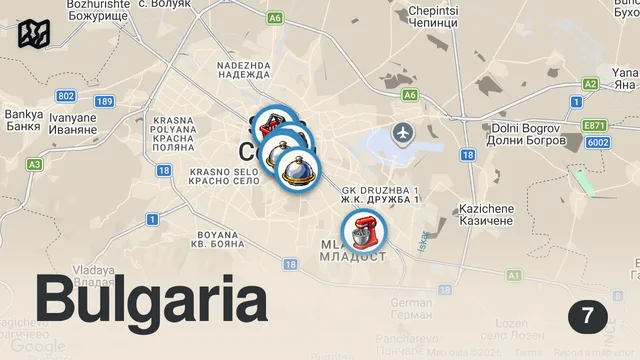 Map of 48 Hour BULGARIAN STREET FOOD in Sofia 🇧🇬 Banitsa + Kebab + Mekitsa + Pork Leg & More