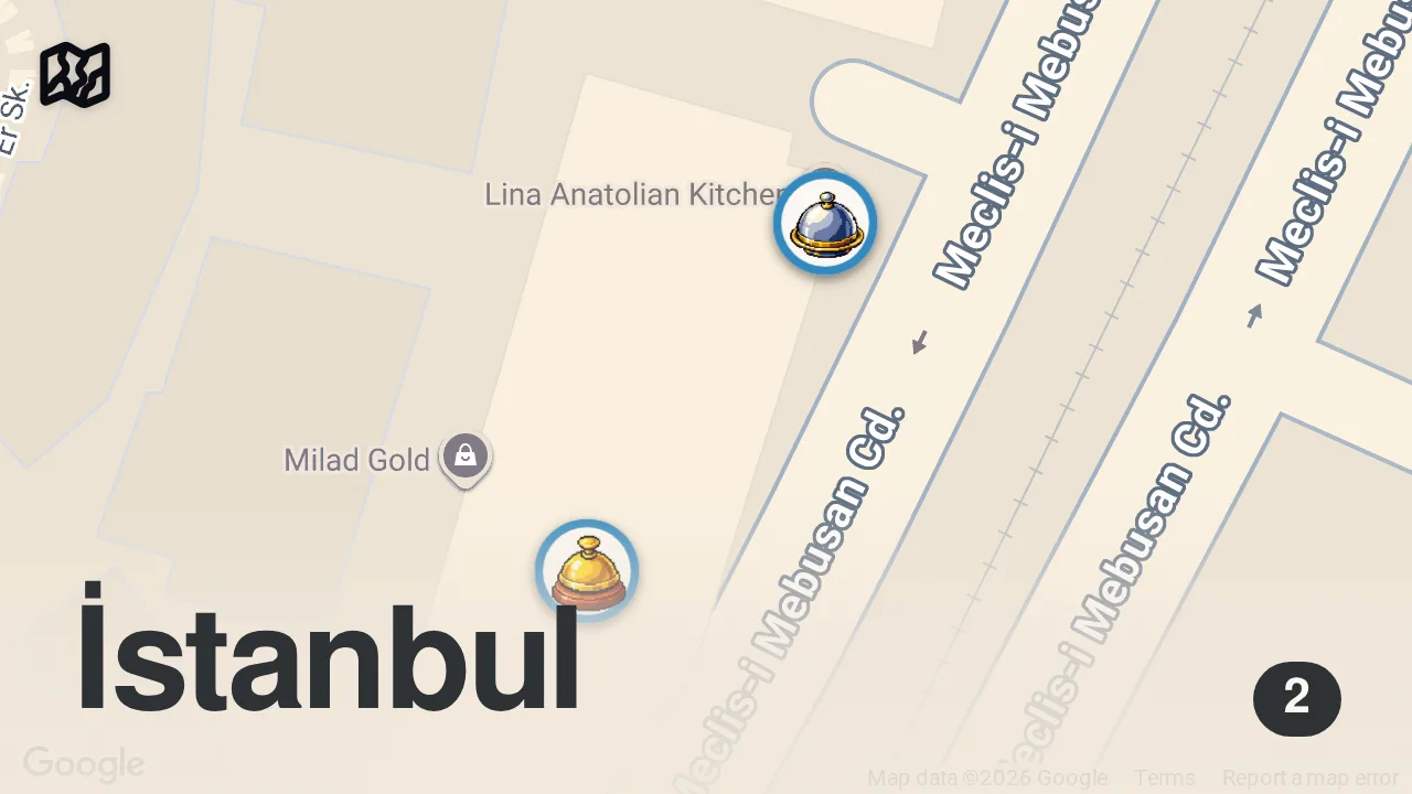 Map of 2 spots from Bir sofrada bu kadar çok tabağı beğenmek pek sık başıma gelmiyor.