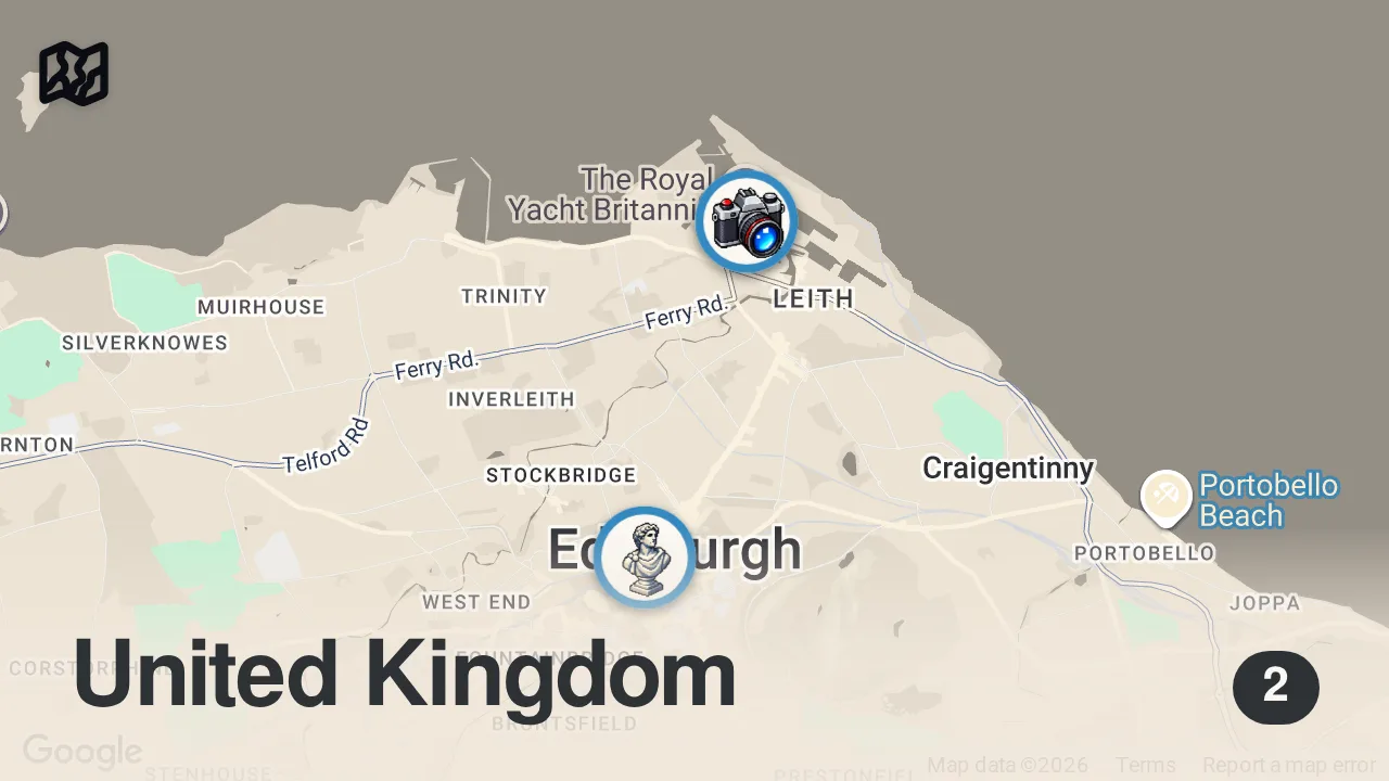Map of 2 spots from Edinburgh unmissable places #visitscotland #travel #uk