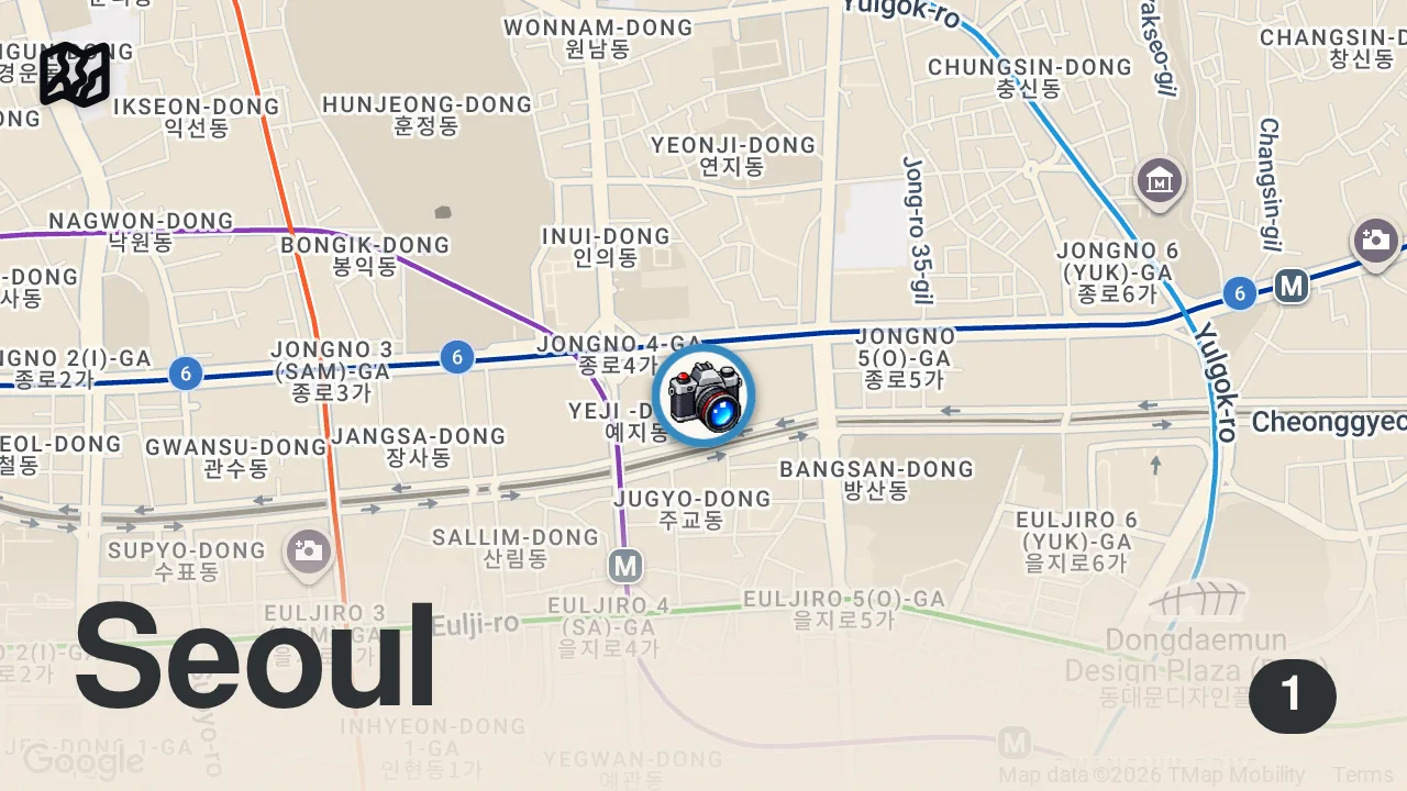 Map of 1 spot from Everything I ate at Gwangjang Market in Seoul! 🇰🇷