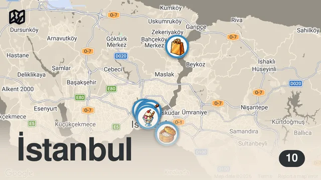 Map of Epic Turkish Food Tour!! 🇹🇷 10 MUST-EAT Turkish Foods in Istanbul, Turkey!