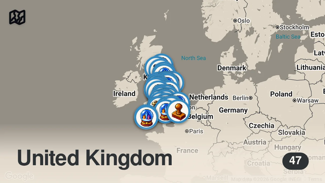 Map of 47 spots from 1642 - 1651: The Complete Story Of The English Civil War