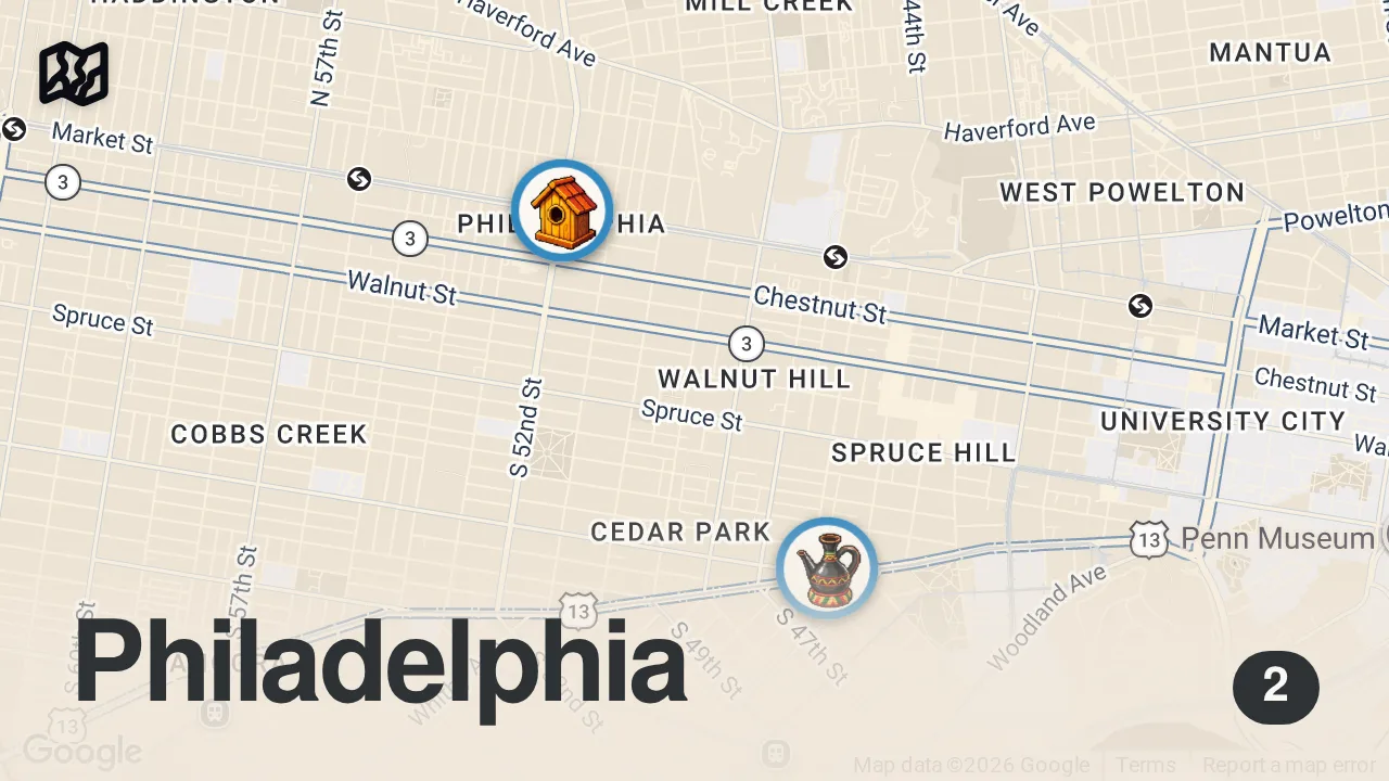 Map of 2 spots from Ethiopian Fried Chicken Joint 🔥 | Doro Bet