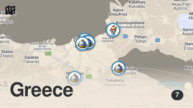 Map of 48 HOURS Greek Street Food - 9 MUST TRY Dishes in Chania, Greece