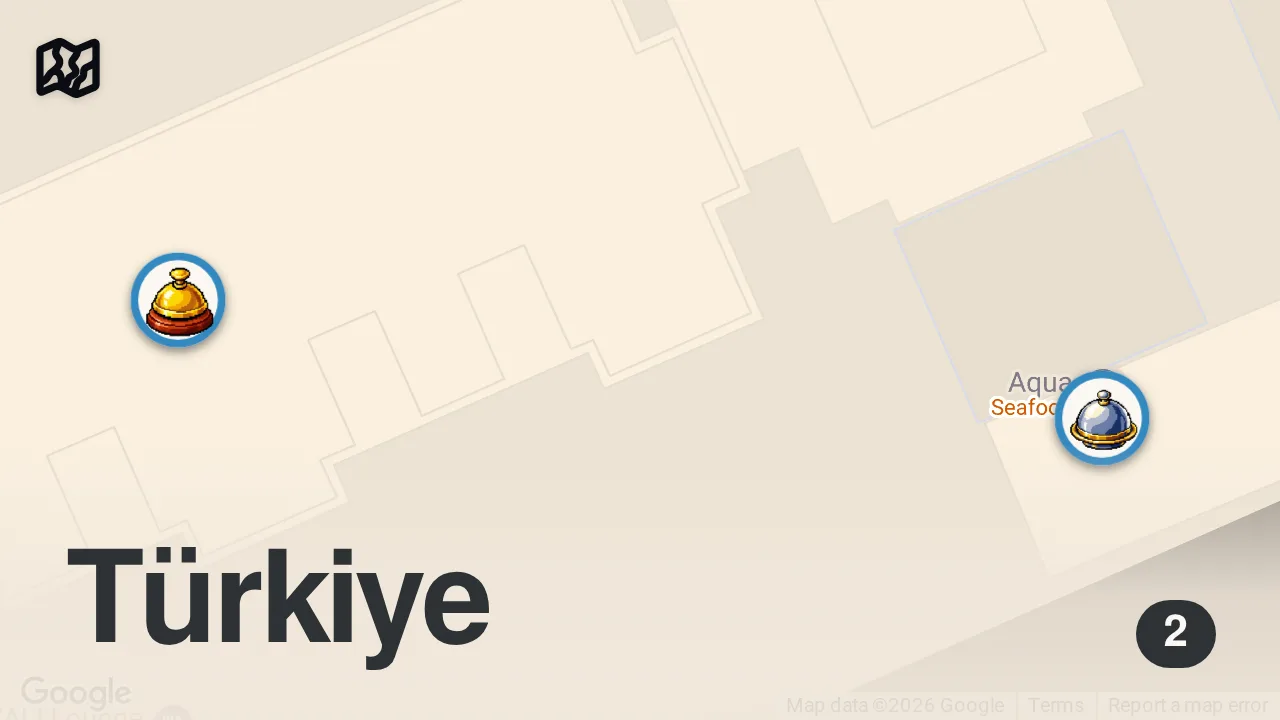 Map of 2 spots from INSIDE Istanbul's MOST LUXURIOUS All You Can Eat BRUNCH BUFFET | Was it Worth it?