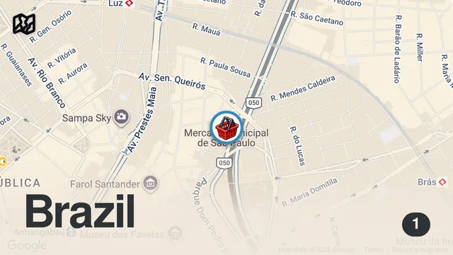 Map of INSIDE Brazil's MOST FAMOUS Food Market | Mercado Municipal de São Paulo FOOD TOUR