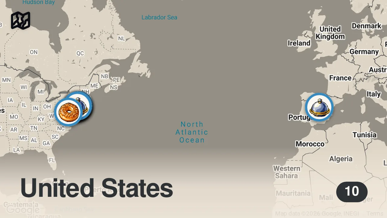 Map of 10 spots from I Ate Only NYC Street Food for 100 Hours