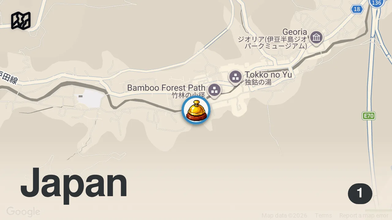 Map of 1 spot from $1,000/Night Traditional Japanese Ryokan HOT SPRINGS Hotel in Japan