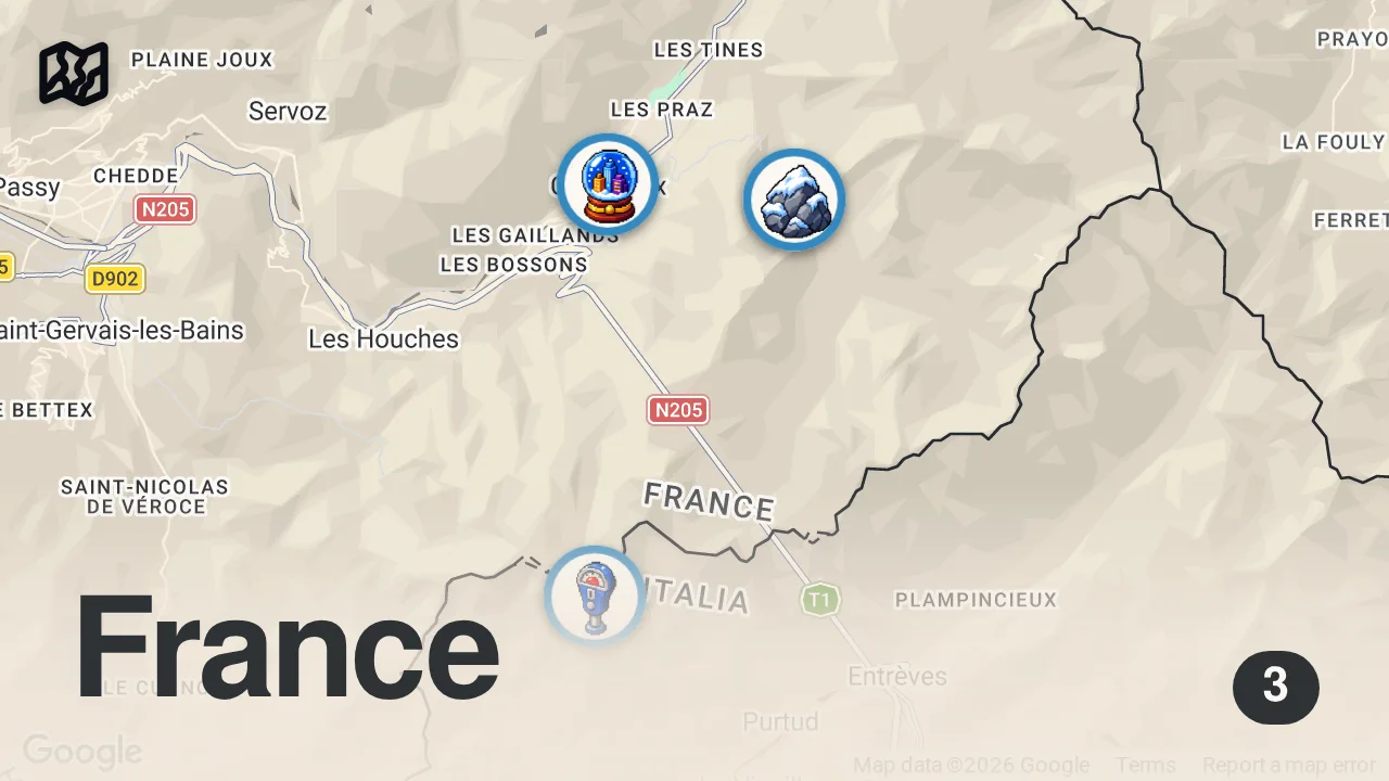 Map of 3 spots from Chamonix, France 🇫🇷 #shorts