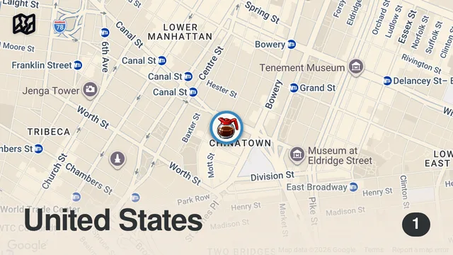 Map of This is where Chinese people eat Chinese noodles in New York City
