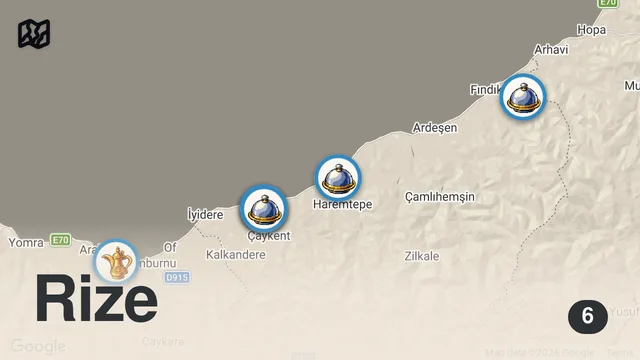 Map of Rize'nin En Lezzetli Yemeğini Nerede Yedim?