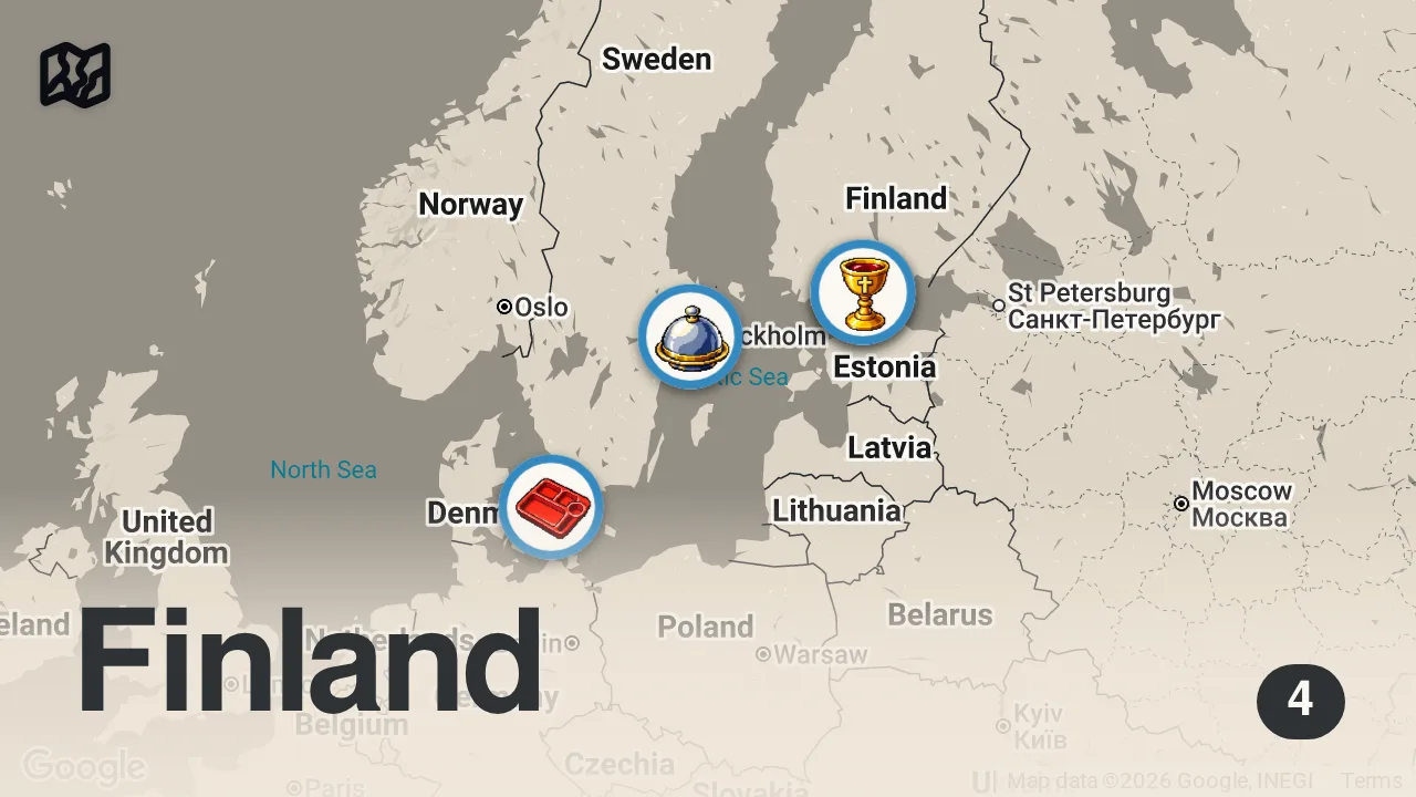 Map of 4 spots from HELSINKI FINLAND - FLOW FESTIVAL