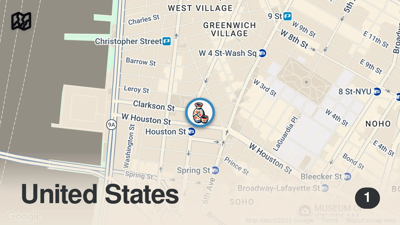 Map of 1 spot from Absurdly-priced Fish Sets - Umeko West Village #nyc #sushi