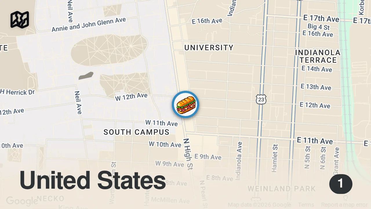 Map of 1 spot from First time trying Jersey’s Mike chicken salad