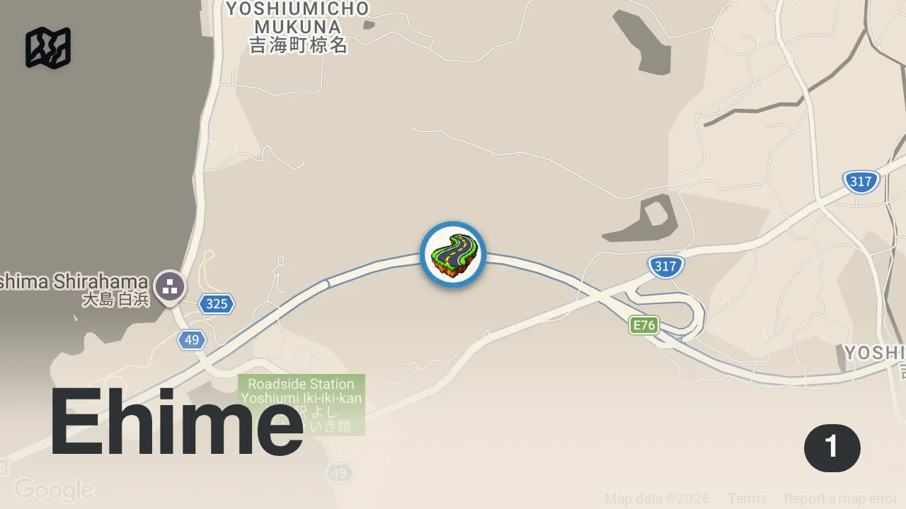 Map of 1 spot from What I eat to Cycle Across Japan! (a TON)