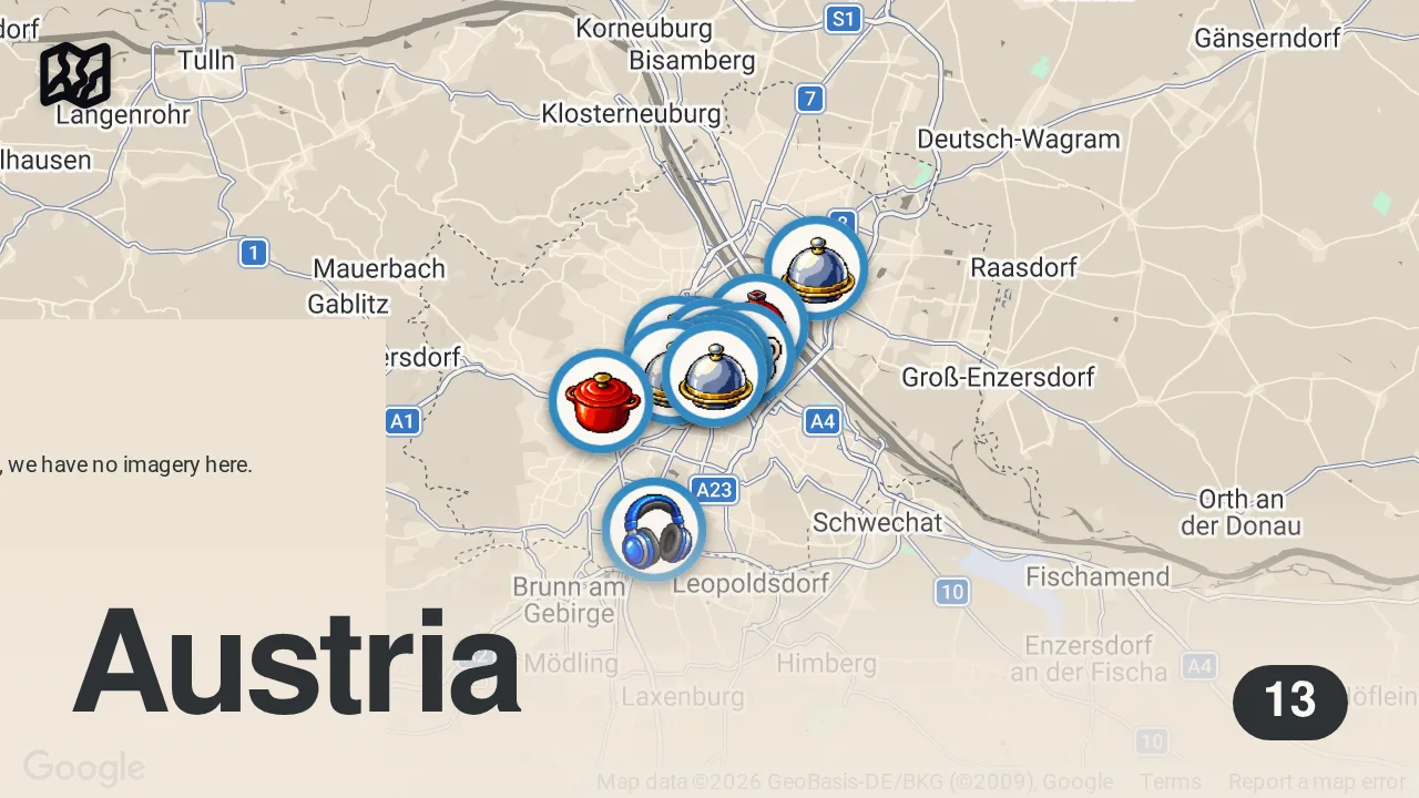 Map of 13 spots from 8 things you MUST EAT in VIENNA (Eat like a local)