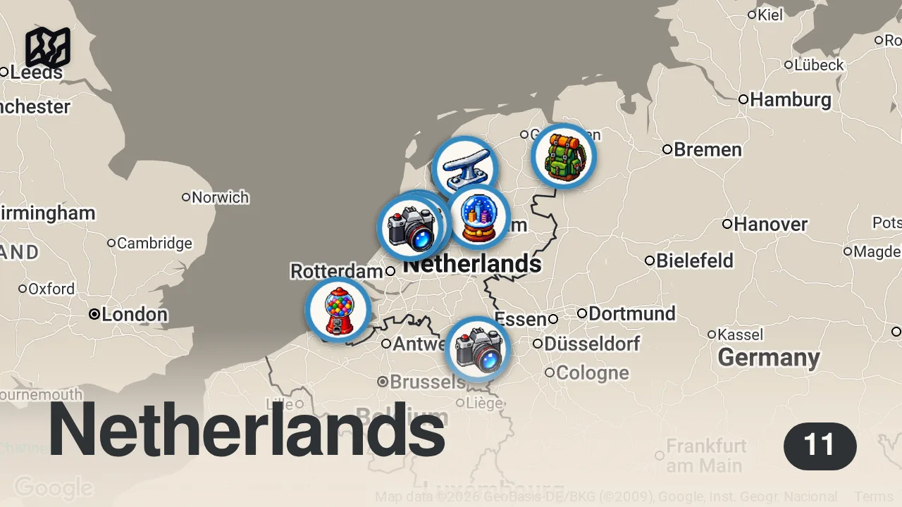 Map of 11 spots from 5 Mooiste Stadjes In Nederland Waar Je Nog Nooit Van Hebt Gehoord