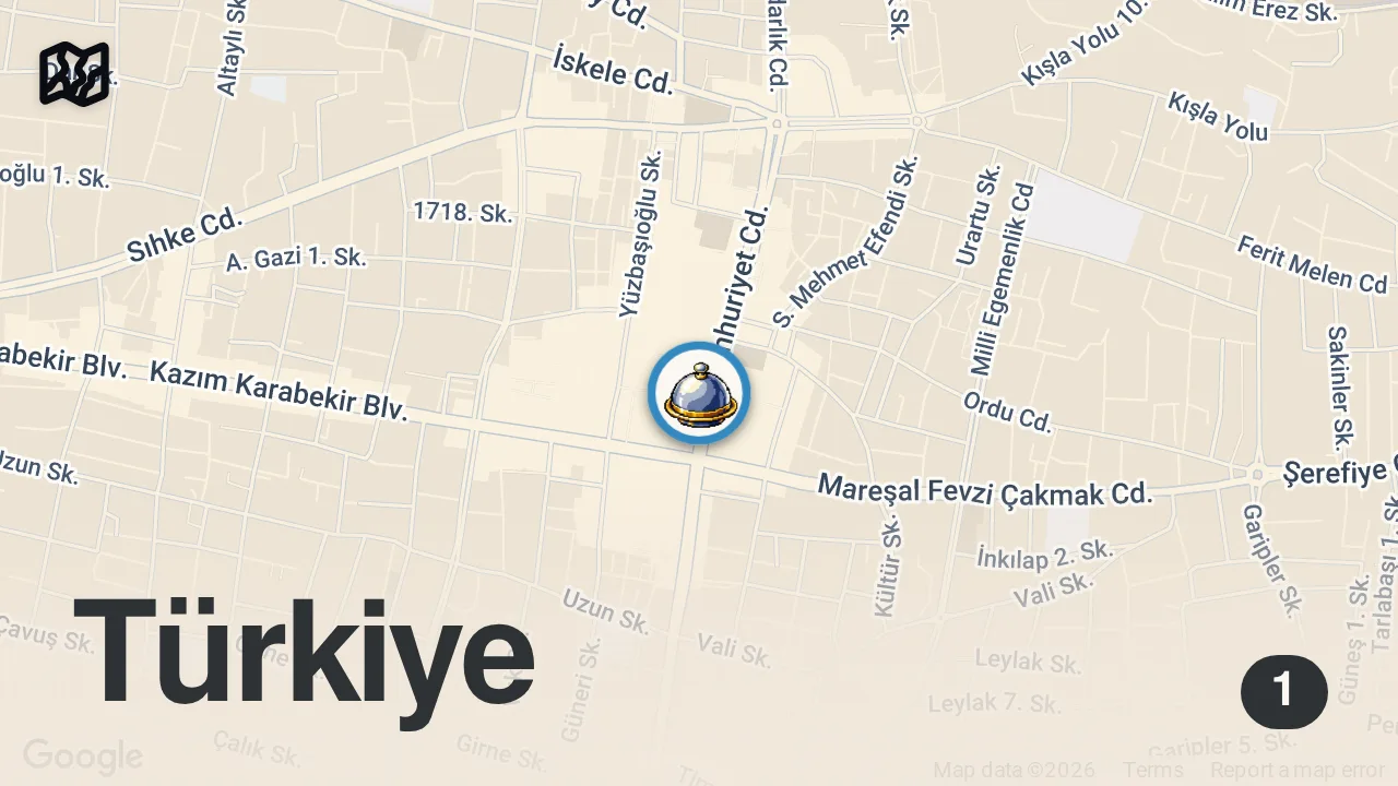 Map of 1 spot from 8 LİRA YEMEK 2 LİRAYA ÇAY! | VAN SOKAK LEZZETLERİ