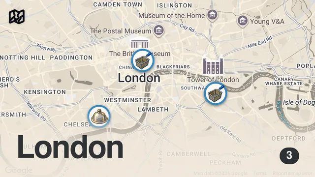 Map of £6 vs £264 Fish and Chips