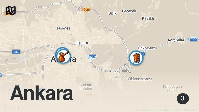 Map of UNREAL WHOLE BBQ LAMB 🇹🇷 + Street food tour in Ankara, TURKEY