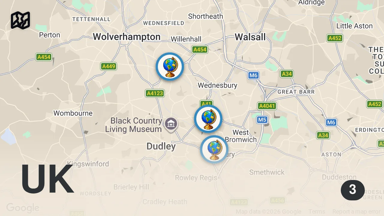 Map of 3 spots from I Ate ORANGE CHIPS For The First Time!