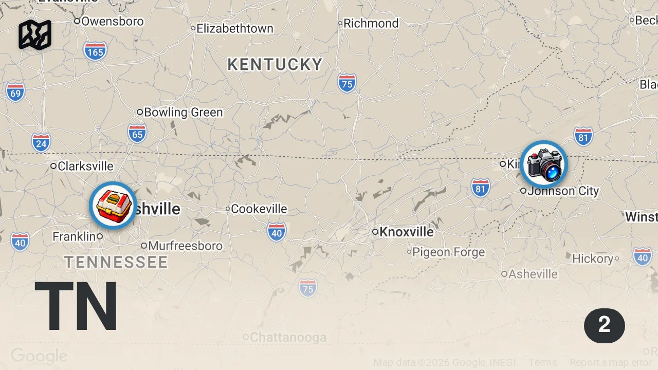 Map of 2 spots from Eating At SKETCHY Restaurants For 24 Hours...(Gross) Part 3