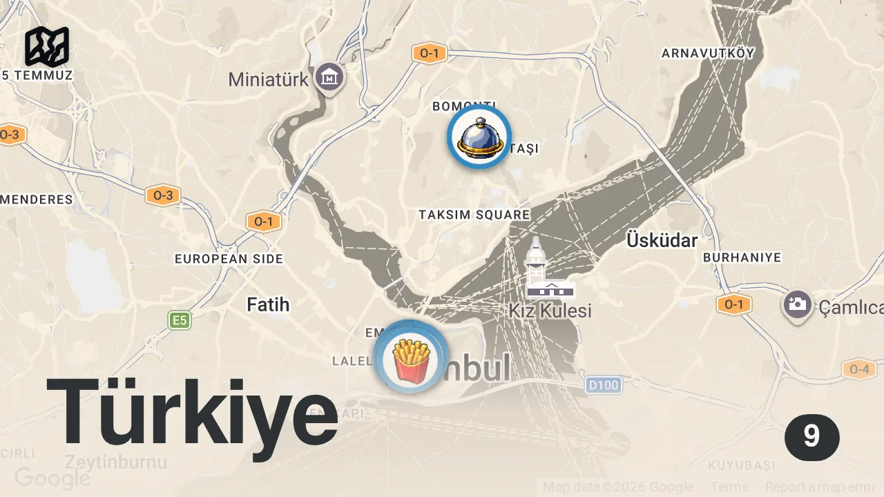Map of 9 spots from İSTANBUL TARİHİ KAPALI ÇARŞI LEZZETLERİ! PART-1