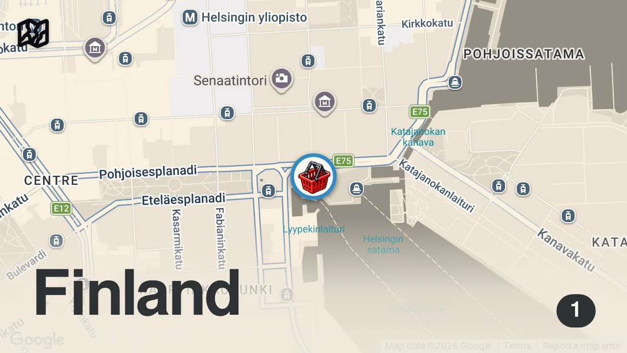 Map of 1 spot from Helsinki Street Food!! 🇫🇮 ULTIMATE FINNISH FOOD You Must-Try in Helsinki, Finland