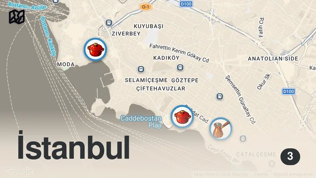 Map of KADIKÖY LEZZET REHBERİ | San Marzano Domatesli Menemen, Döner, Pizza, Panna Cotta