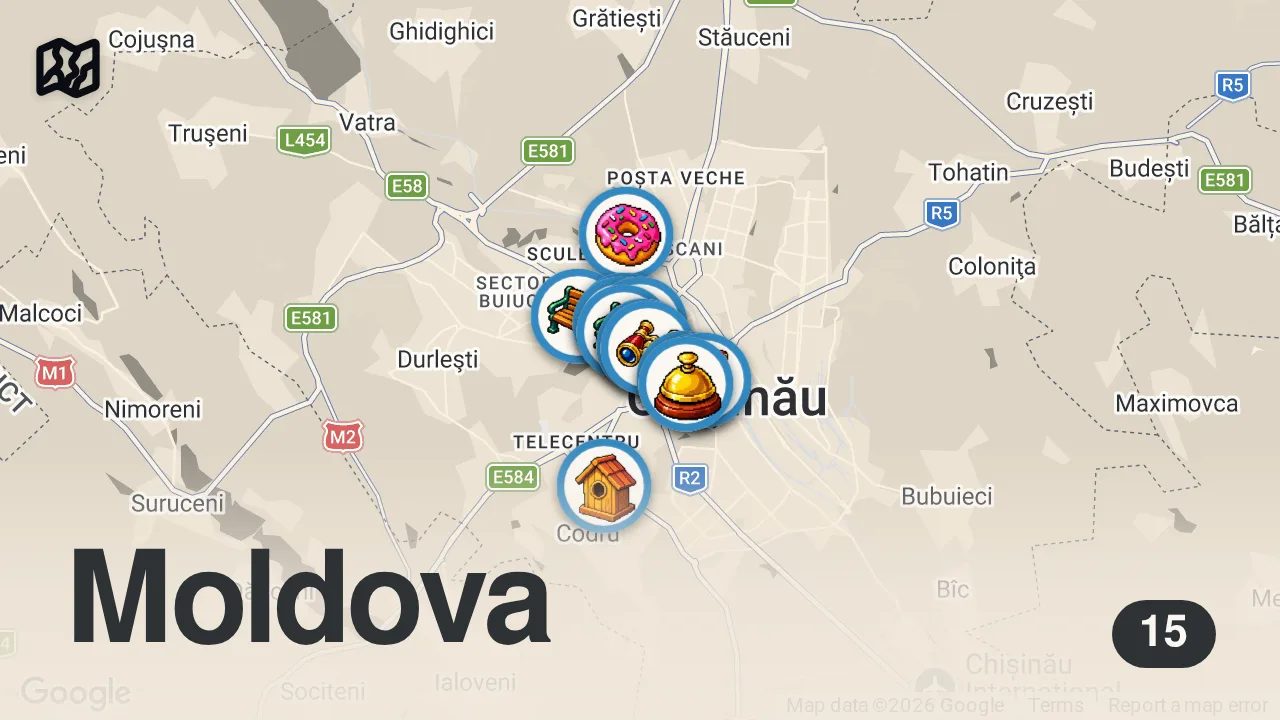 Map of 15 spots from Inside THE POOREST Country In Europe - What Is The Reality? 🇲🇩