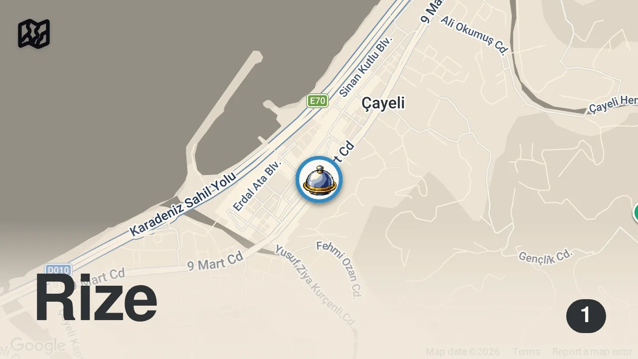 Map of 1 spot from Meşhur Çayeli Kurufasülyesi👍Çayeli’li Olarak En İnce Ayrıntısına Kadar Anlattım😍Bera Tatlıdunyasi