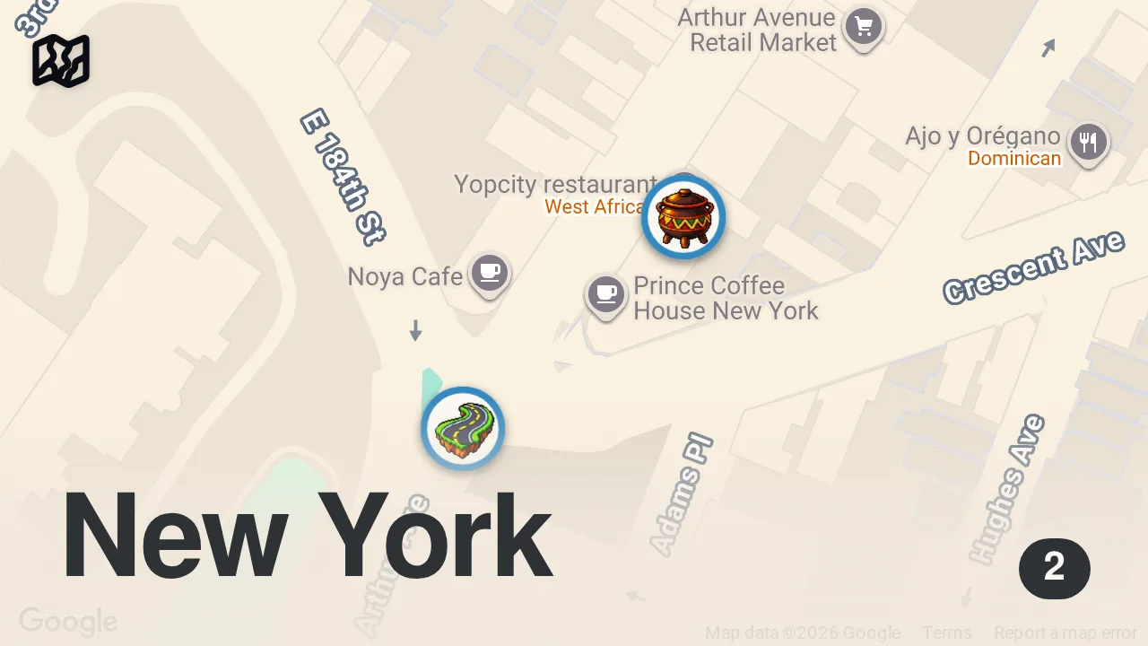 Map of 2 spots from We tried the best west African food in NY #foodie #africa #africanfood