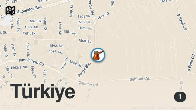 Map of 500 LİRAYA MASAYI DONATIRSIN!!! | ALİ SAVAŞIN YERİ ANTALYA