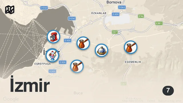 Map of Street food in IZMIR 🇹🇷 - UNDERGROUND ROASTED KOKOREC + Insane street food tour in Izmir Turkey