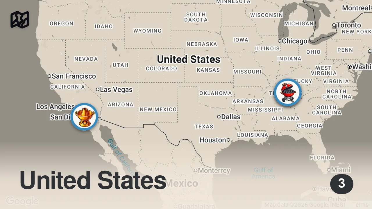Map of 3 spots from Eating at Fast Food Restaurants I've NEVER Heard of...
