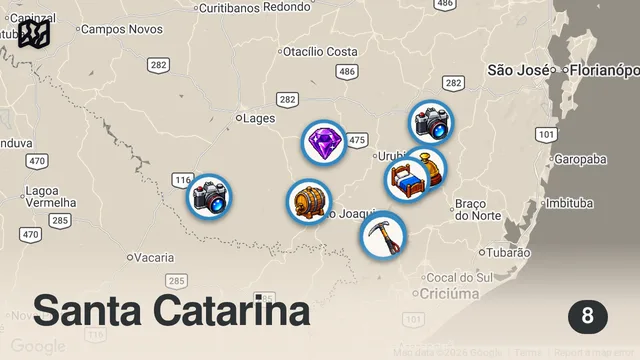 Map of 10 Dias Explorando os Lugares mais Surreais de Santa Catarina