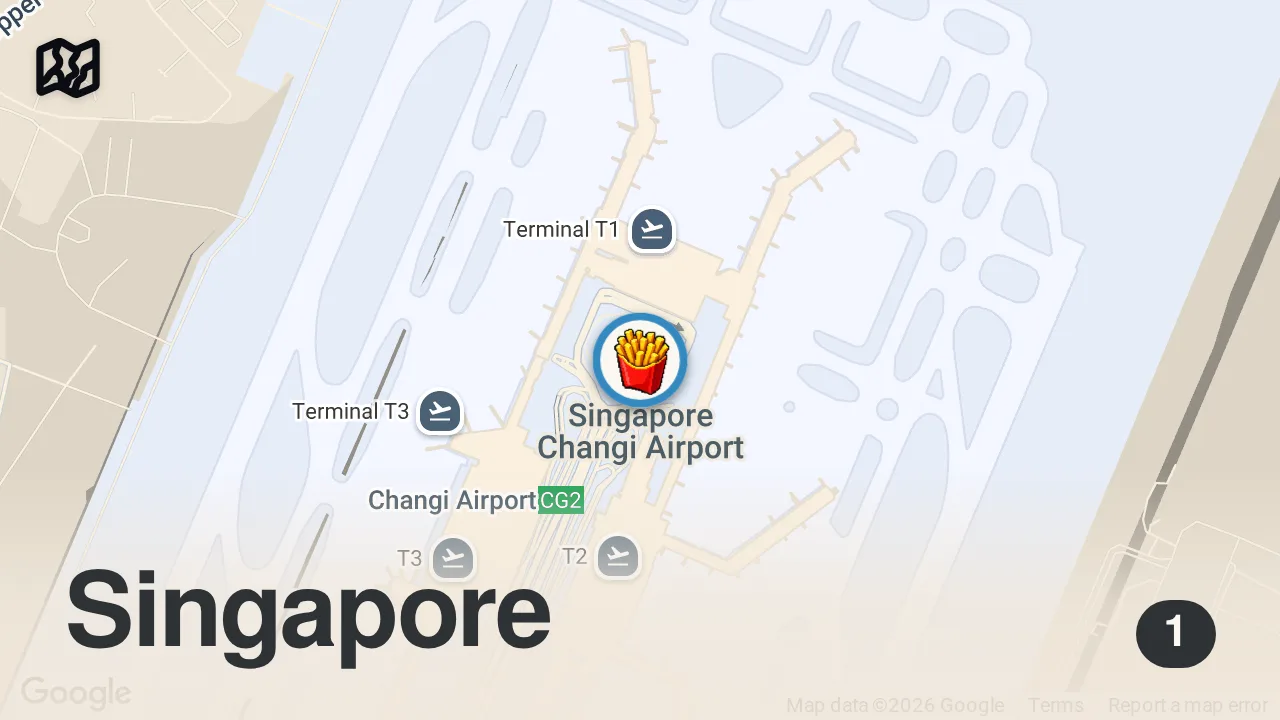 Map of 1 spot from I Found the BEST McDonald’s in the World… in Singapore?!