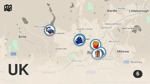 Map of I WASN’T READY FOR THE FOOD IN ROCHDALE