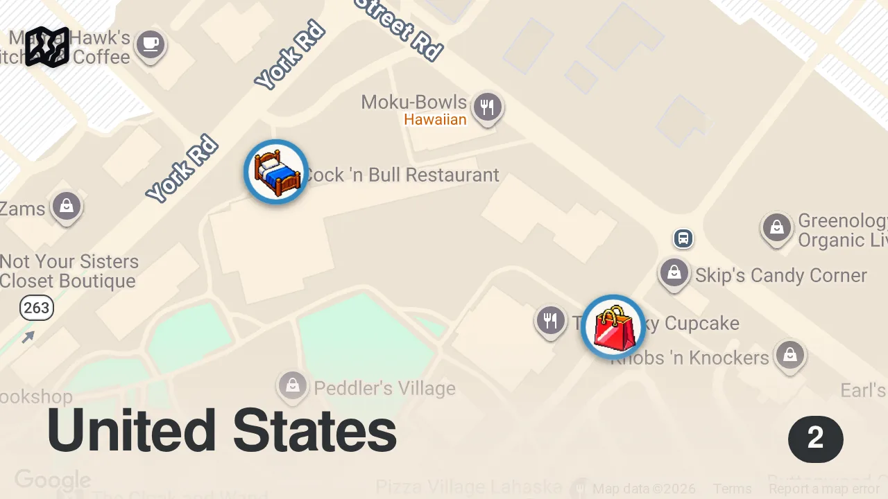 Map of 2 spots from Ad# Trying all the BEST food at @peddlersvillage for their sand sculpture event 🔥☀️