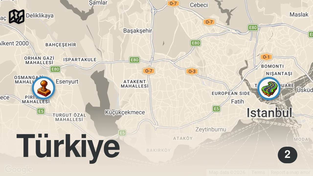 Map of 2 spots from Nasıl Battılar, Nasıl Başardılar? | Her Yer Burger Dükkanı Oldu