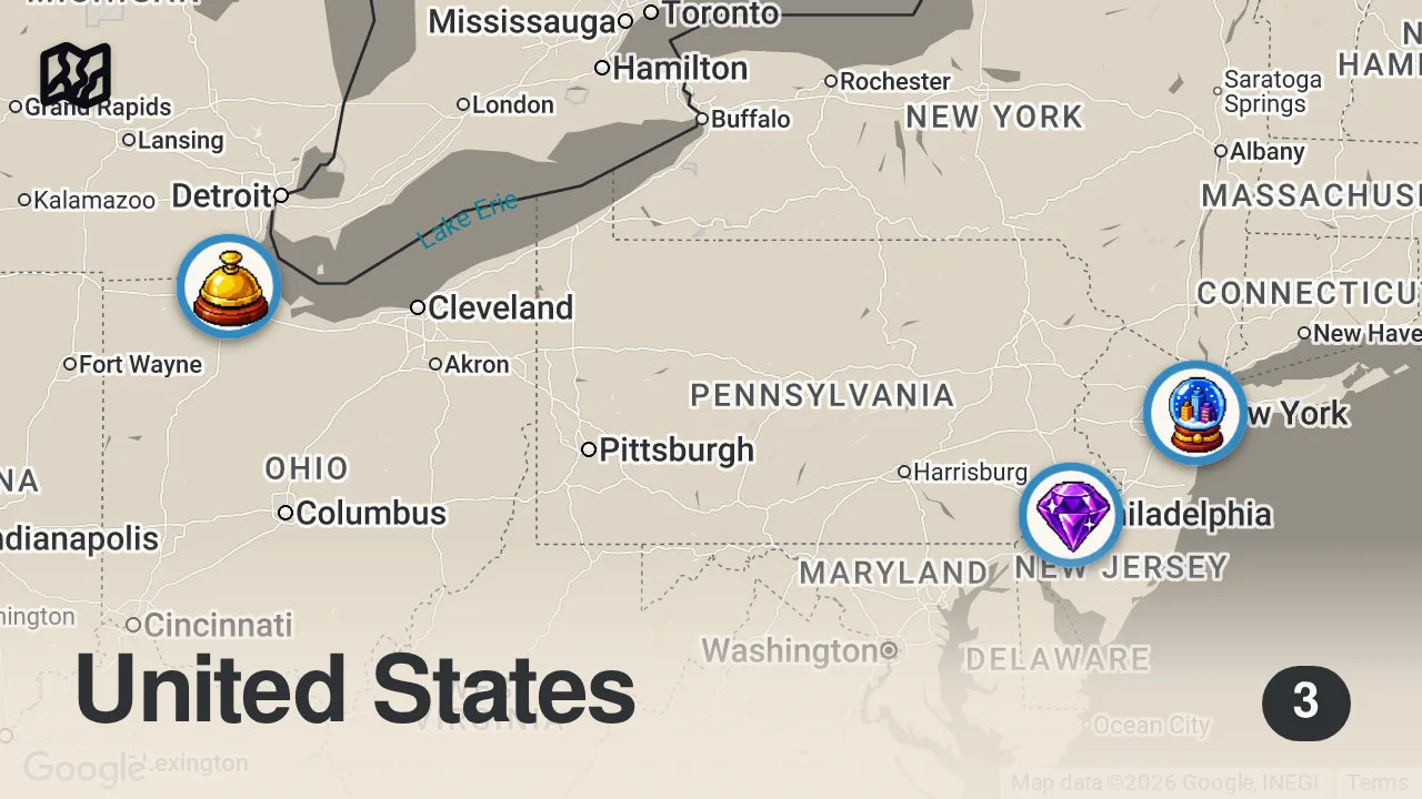 Map of 3 spots from Action Bronson & Statik Selektah - 'Not Enough Words'