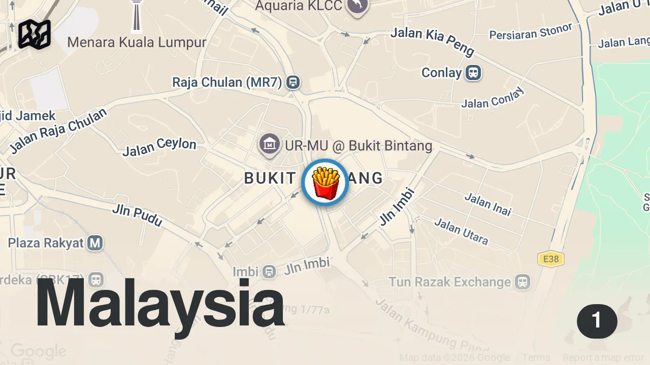 Map of 1 spot from 72 HOURS Malaysian street food in Kuala Lumpur, Malaysia 🇲🇾 15 MUST EAT Foods you cannot miss!!!