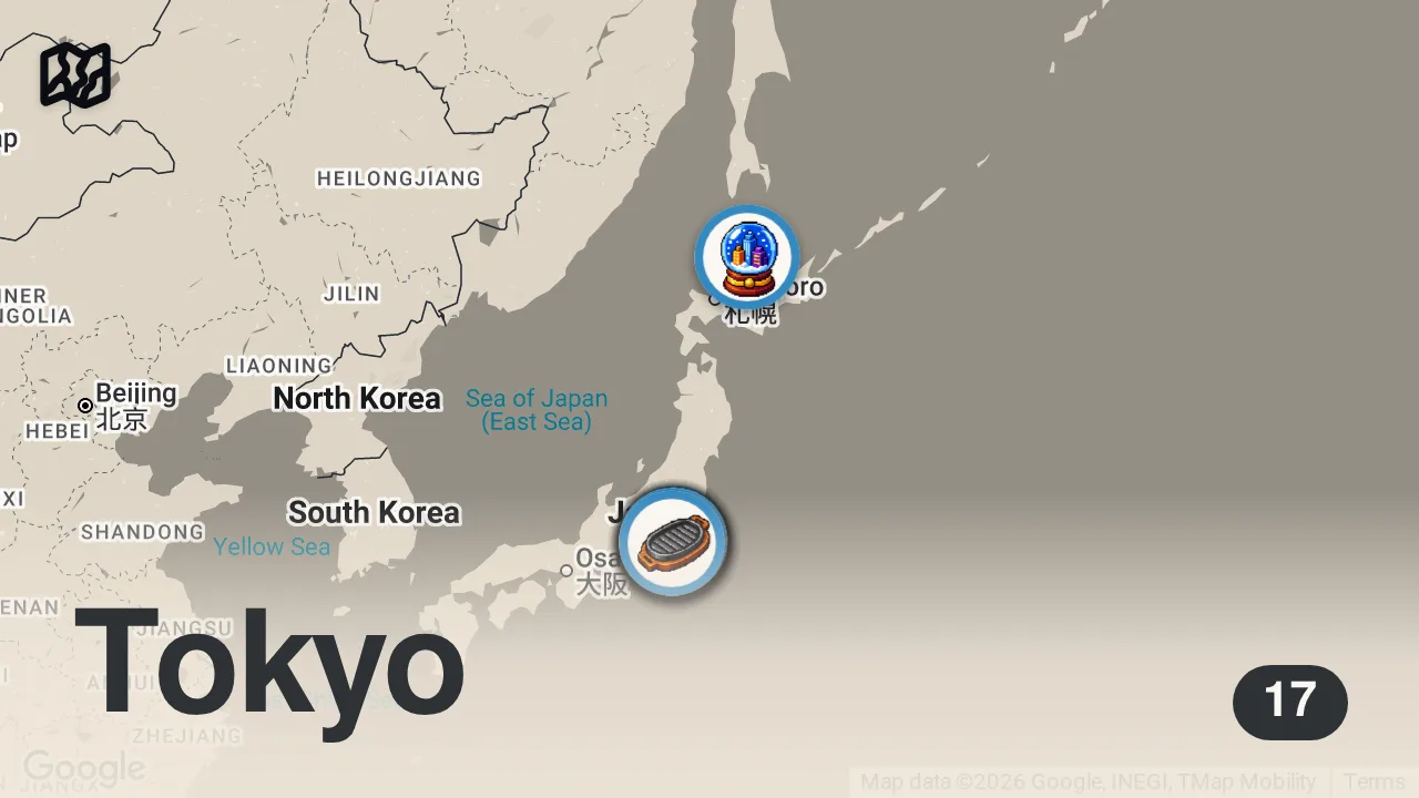 Map of 17 spots from 10 MUST EAT Tokyo Japan Restaurants