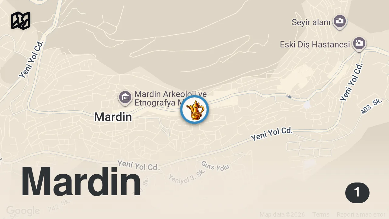 Map of 1 spot from Mardin’de Sultan Sofrasında Mardin Tabağı…😋😋 #yemek #food #reklam
