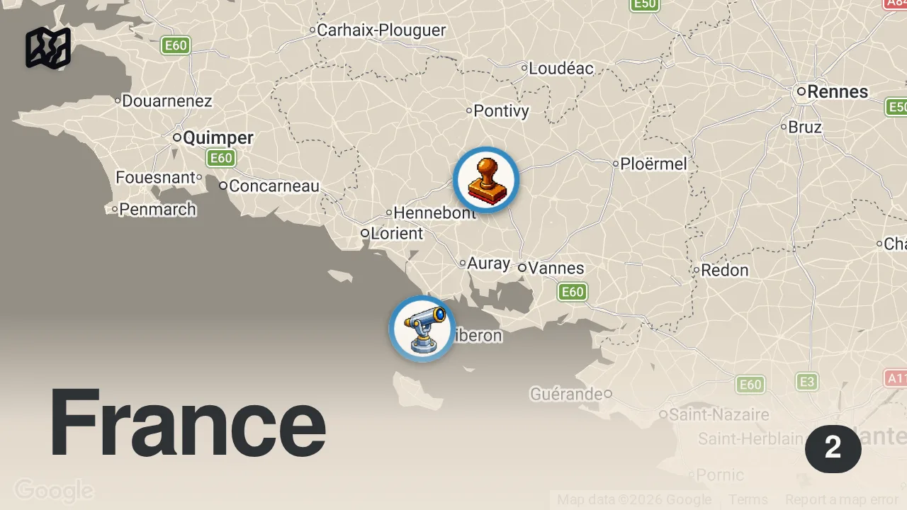 Map of 2 spots from LA BRETAGNE : MEILLEURE RÉGION DE FRANCE ?