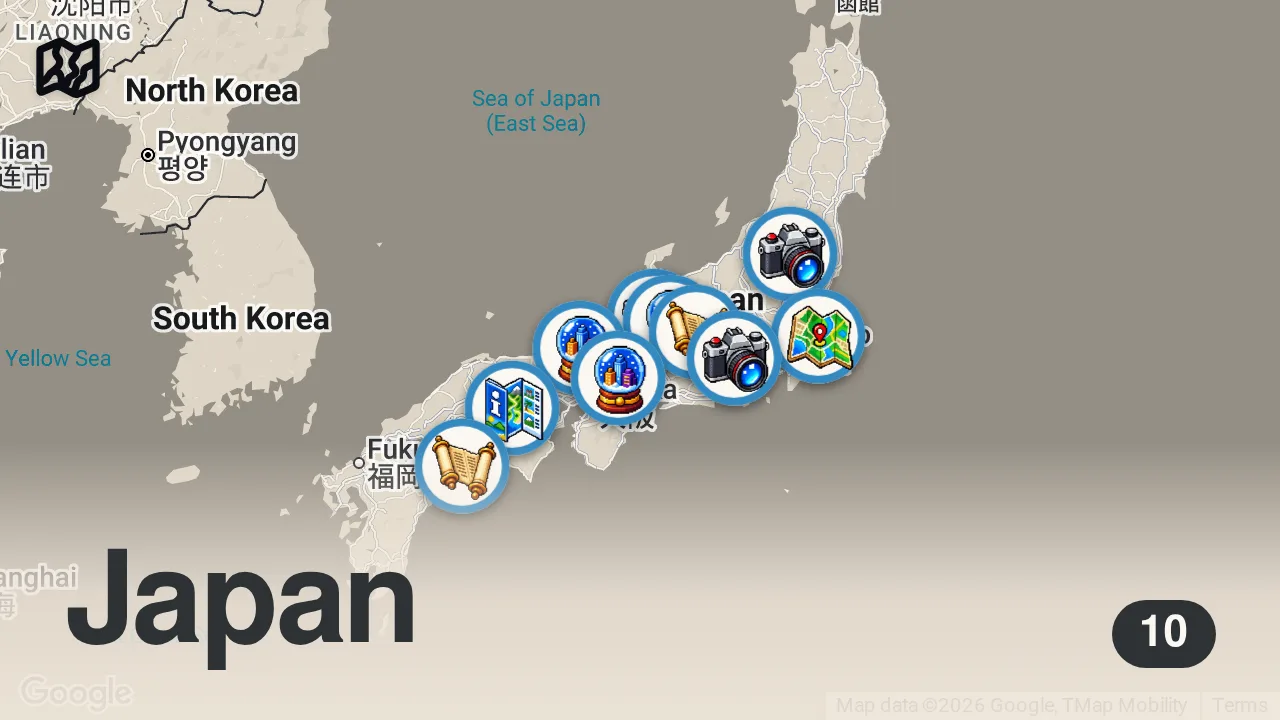 Map of 10 spots from 10 Most Beautiful Villages in JAPAN to Visit | TRAVEL VIDEO 4K